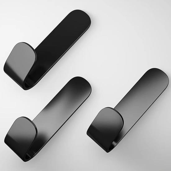 5PCS Adhesive Wall Hooks No Drill Strong Load-Bearing Hooks Durable Carbon Steel Hooks for Bathroom Kitchen Coat Towels