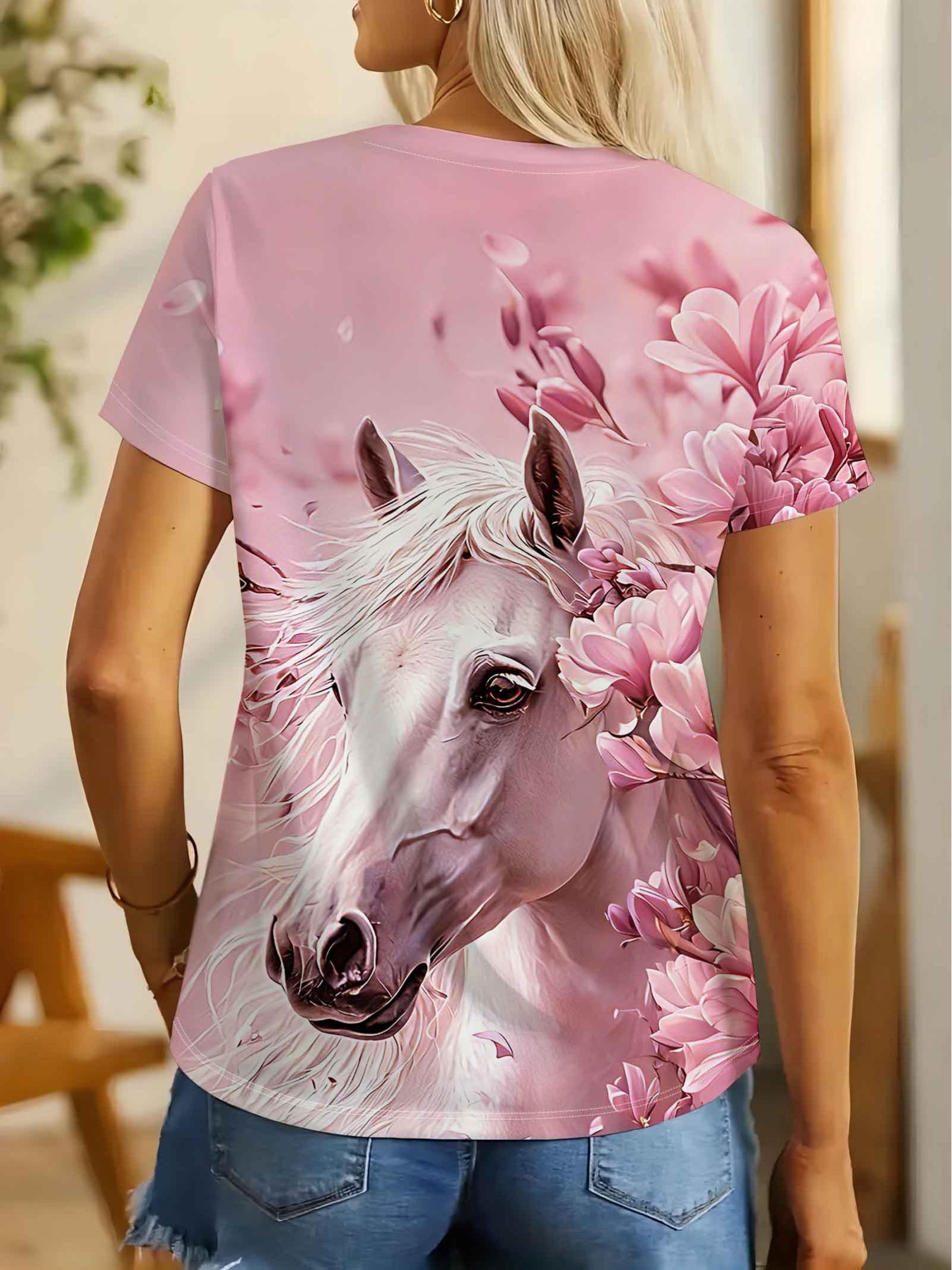 

European And American Style Dreamy Animal Print T-Shirt Women S Round Neck Short Sleeve Casual Top Versatile Daily Wear XL дубильна кора
