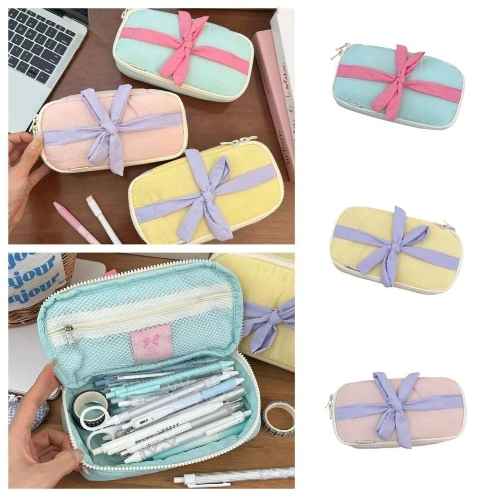 Bowknot Korean Style Pencil Case Large Capacity Bow Pencil Pouch Cartoon Bow Stationery Bag  Office