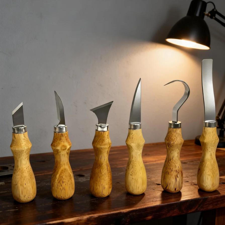 Stainless Steel Woodworking Carving Knife Set - Curved Blade, DIY Wood Shaving, Handmade Wood Carving, Digging Spoon Knife.