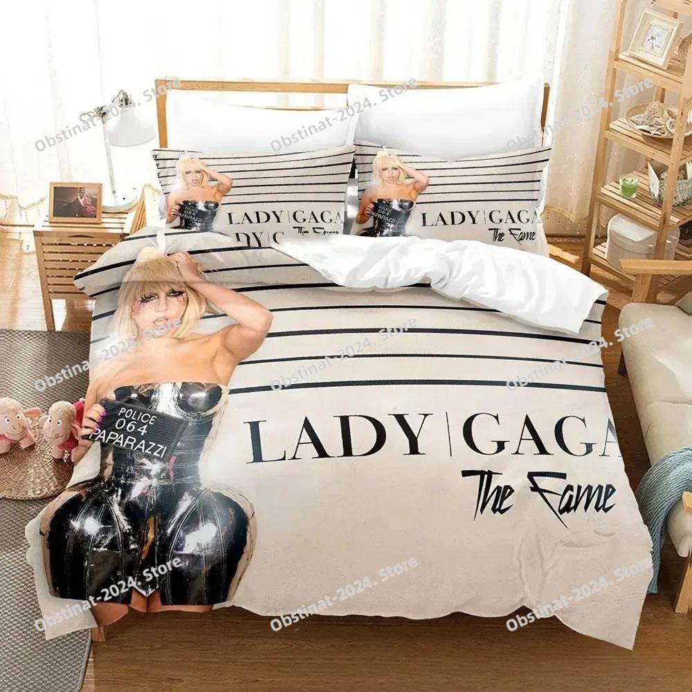 3D-Druck Lady Gaga Bettwäsche-Set Bedruckte Bettbezug Kissenbezug Einzel Doppel Stil Queen King Size Sets Heimtextilien