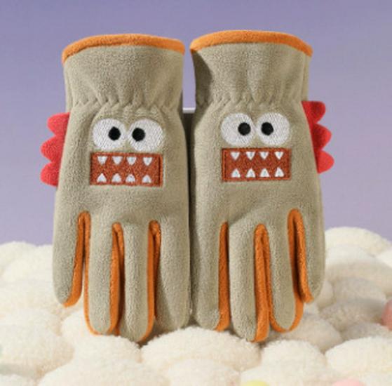 

Kids Winter Five-Finger Cartoon Gloves: Warm, Windproof, Velvet-Lined for Outdoor Play & Cycling