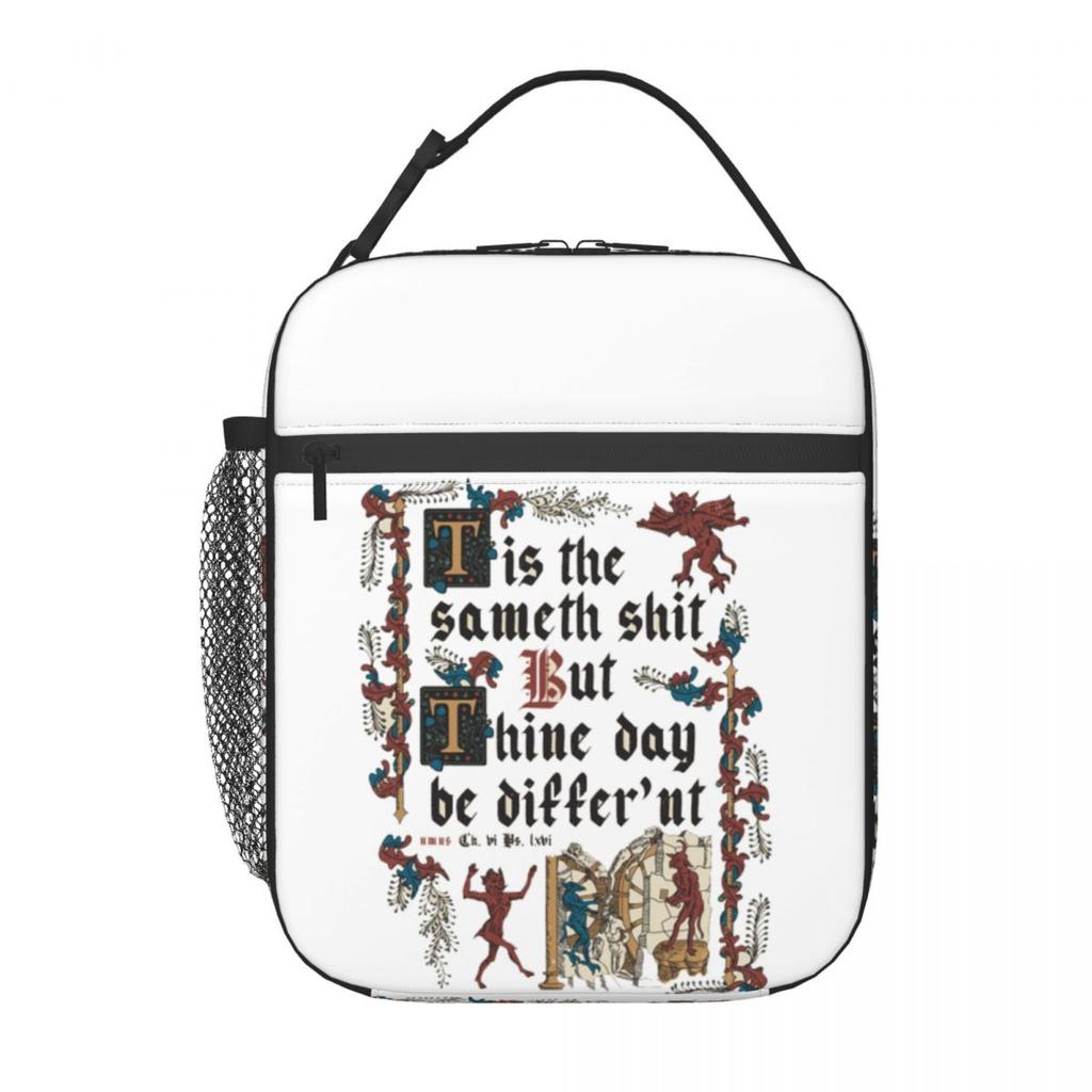Gleicher Mist Mittelalterstil Englische Geschichte Isolierte Lunchtasche für Damen Kinder Tragbare Lebensmittelboxen Thermische Lunchbox Tragetasche