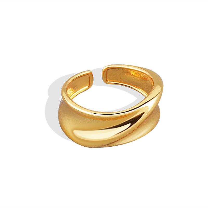 Vintage Exaggerated Irregular Curved Concave Wide Band Open Ring For Women Fashion Statement Jewelry