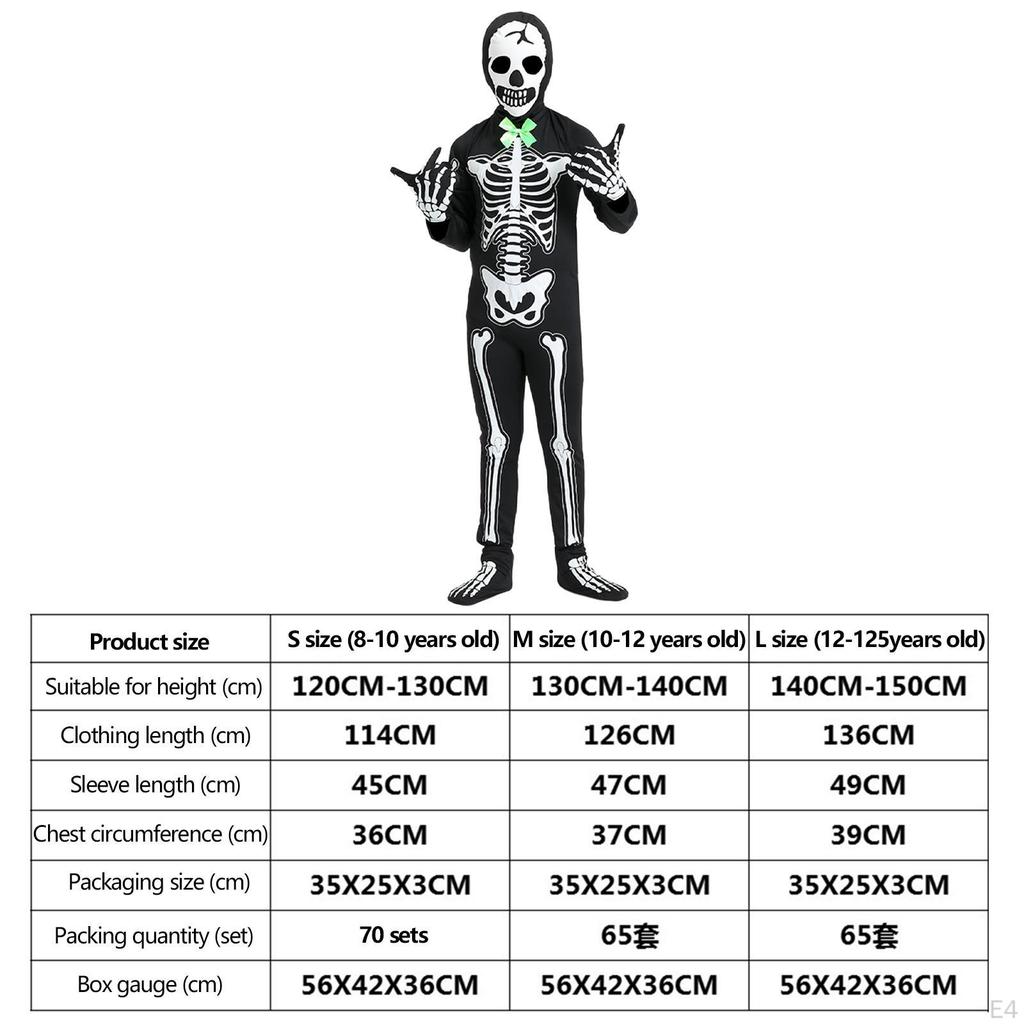 Halloween Skeleton Costume Set Clothing Cosplay Jumpsuit Scary Decoration Clothes for