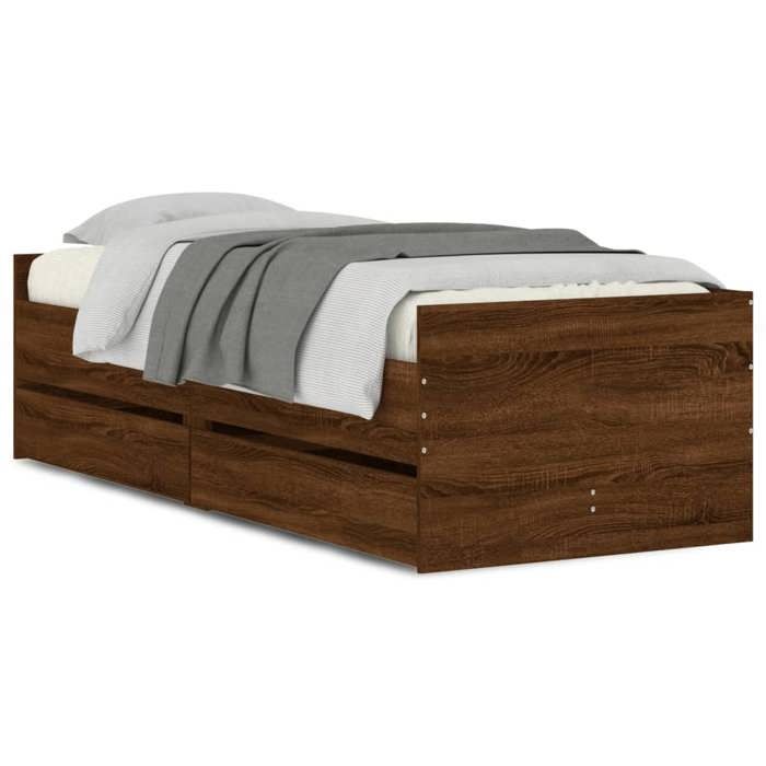 VidaXL Cadre de lit avec tiroirs chêne marron 75x190 cm 3207363