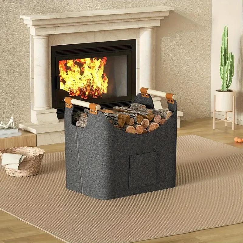 A Top Quality Large Capacity Foldable Firewood Box Wood Storage Basket for Fireplace Stove Clothes Organization Bin - New