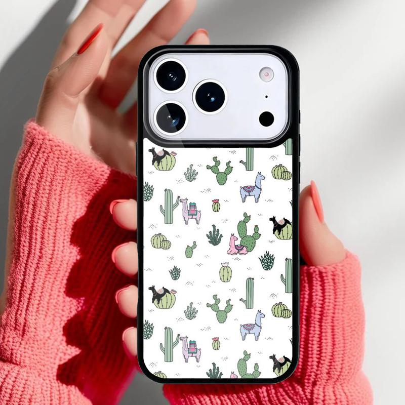 Llama Alpaca pattern Phone Case for iPhone 17 16 15 14 13 Pro Max Back Cover for 12 11 Pro Coque
