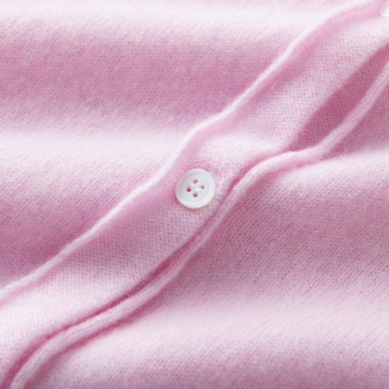 Pure Cashmere V-Neck Cardigan: Women's Autumn/Winter Elegant Long Sleeve Buttoned Knit Sweater
