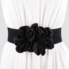 Ladies Flower Decorative Dress Waist Tie Skirt Belt Black Bow Elastic Waist Seal