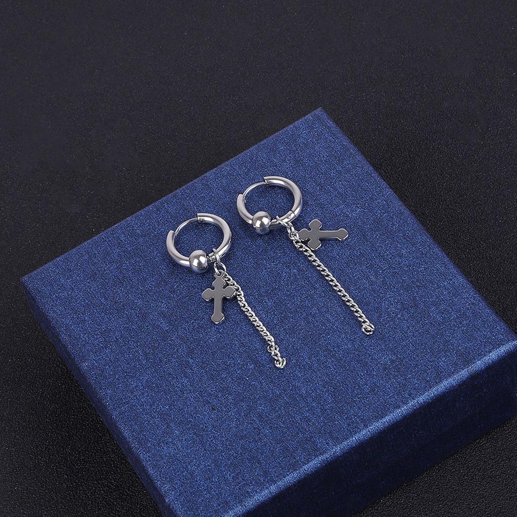 Titanium Steel Earrings Men Temperament Trendy Earrings Korean Women Long Tassel Chain Earrings