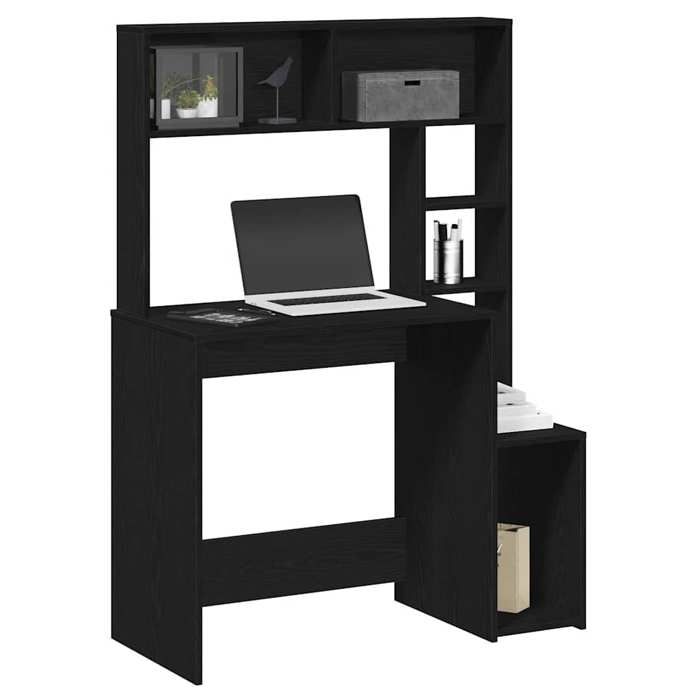 VidaXL Bureau avec étagères noir 100x45x140 cm bois d'ingénierie, bureau d'ordinateur, bureau debout, bureau avec rangement, 860437