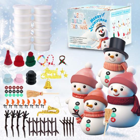41/86/96/117/131Pcs/Set DIY Christmas Clay Snowman Kit Kids Handmade Build a Snowman Modeling Clay Crafts Xmas Stocking Stuffers Holiday Gift