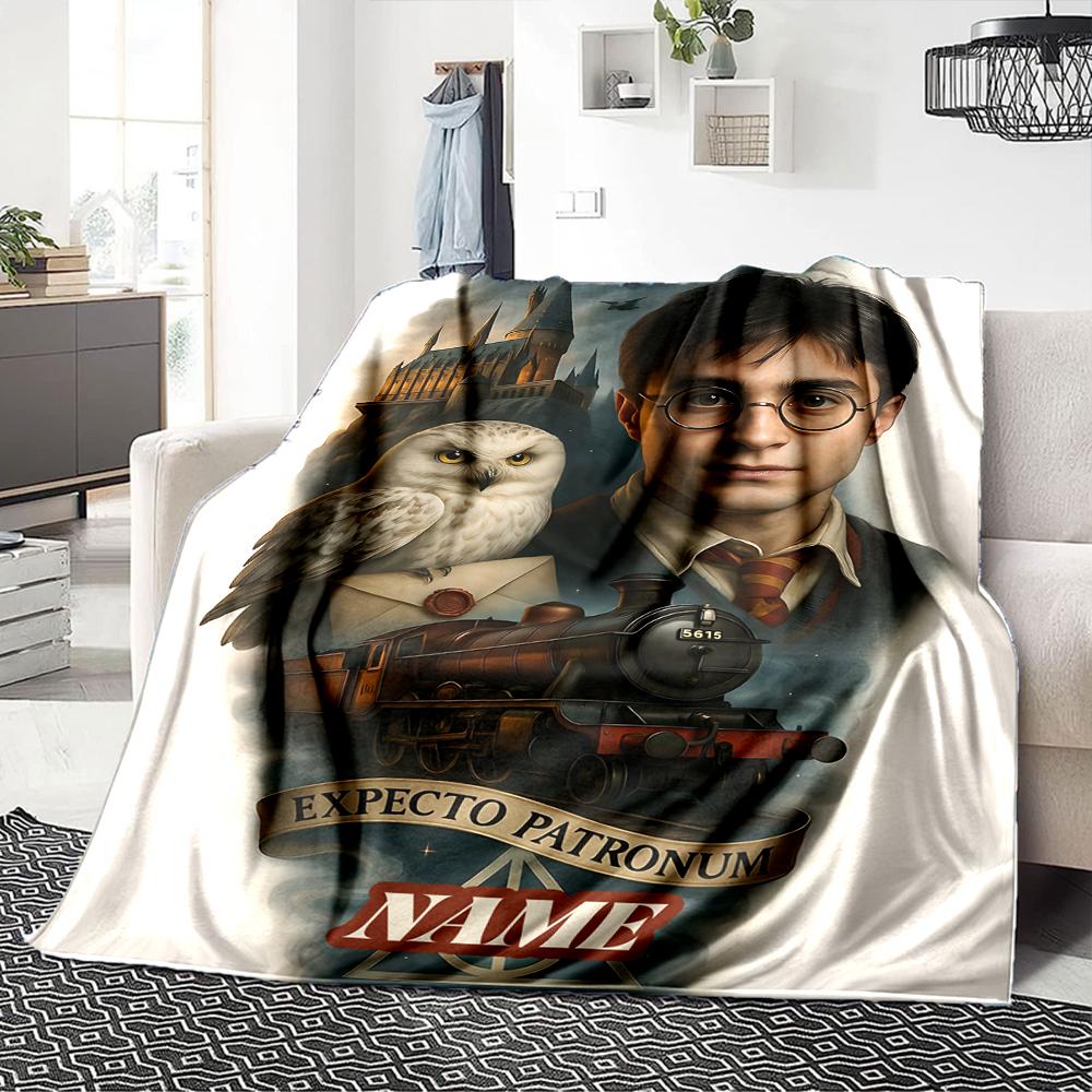 Custom Name Harry Potter Magic Train blanket for Couch & Bed, Plush Cozy Fuzzy Blanket Super Soft & Warm Blankets for Fall and Winter. 0908103