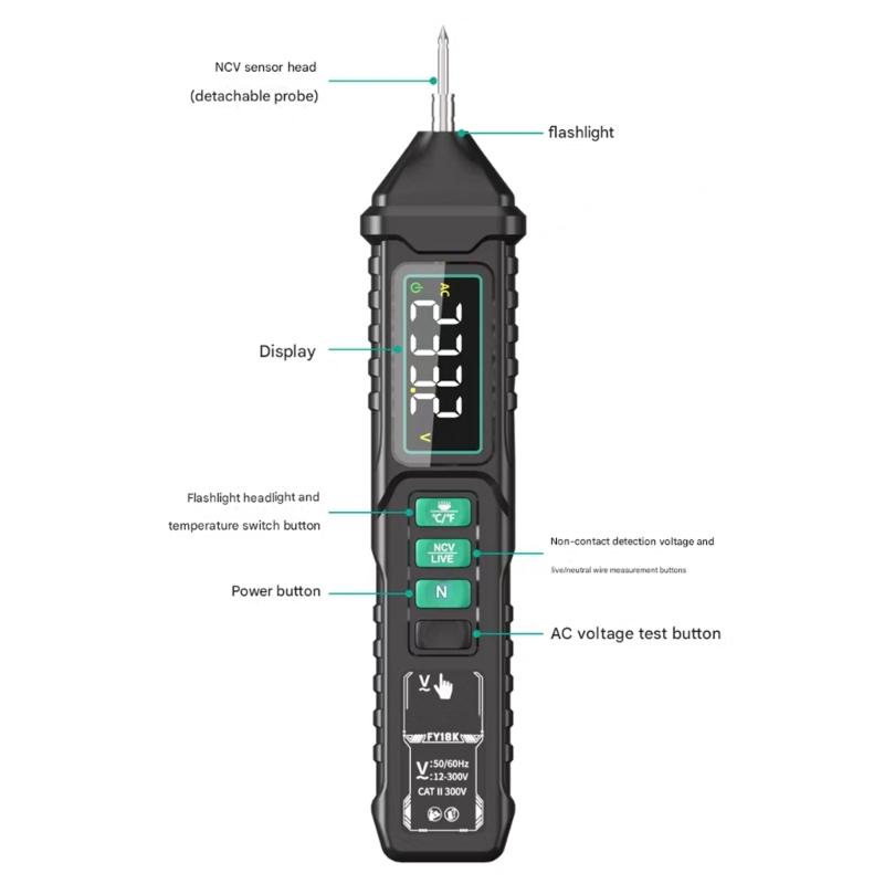 Rechargeable Electrical Tester with Multiple Functions Digital Voltage Tester Pen None Contact Induction Tester Pen