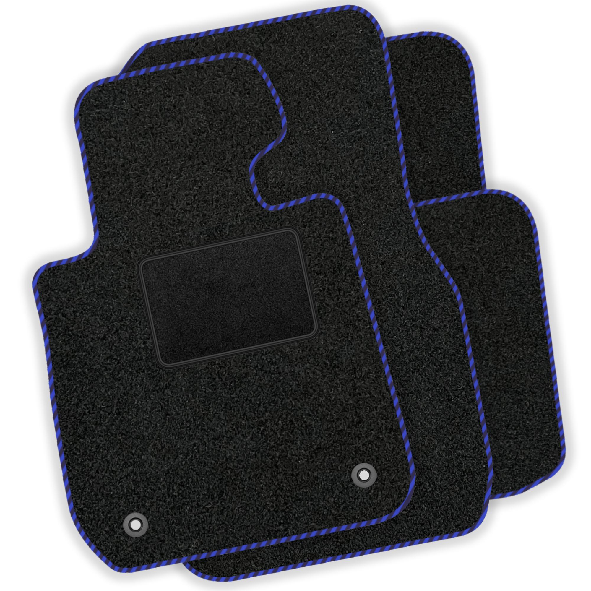 Velours Autovloermatten Set voor BMW 3 Serie E46 Sedan/Touring/Coupe/Compact 1998-2004, Zwarte Randafwerking blauw