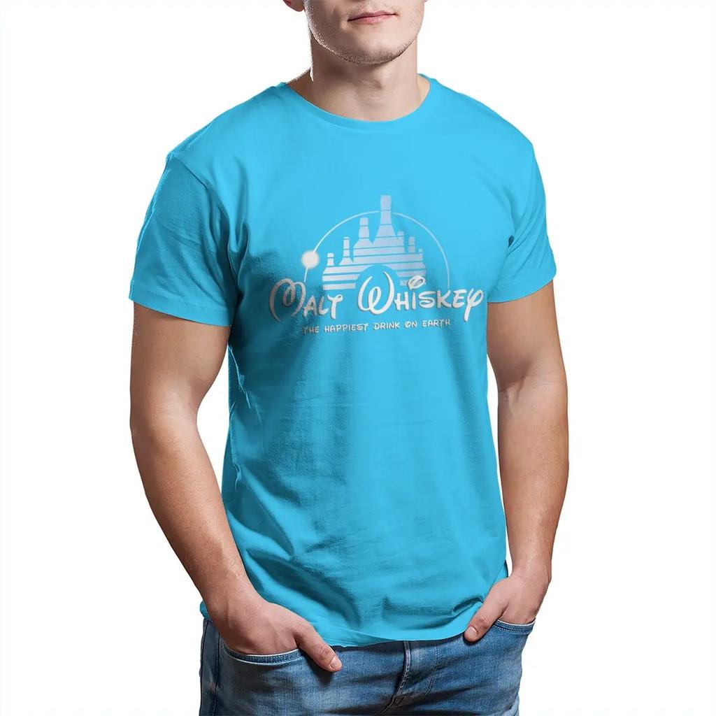 T-Shirts Malt Whiskey The Happiest Drink on Earth Humor Cotton Tee Shirt Short Sleeve T Shirt O Neck Clothes New Arrival Unisex