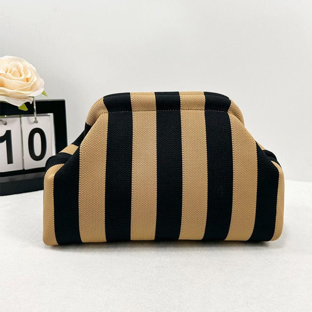 Portable Spring Closure Open Top Colorful Striped Cosmetic Bag Large Capacity Multi-purpose Makeup Pouch Toiletry Bag Gifts