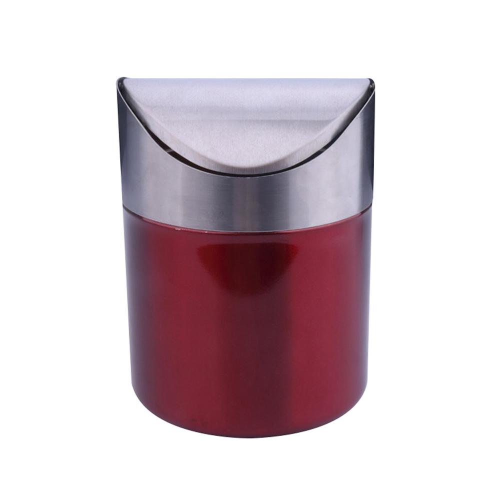 Mini Countertop Trash Cans Stainless Steel Small With Swing Top Lid Stain Proof Trash Cans For Car Office Kitchen Peelings Crumb