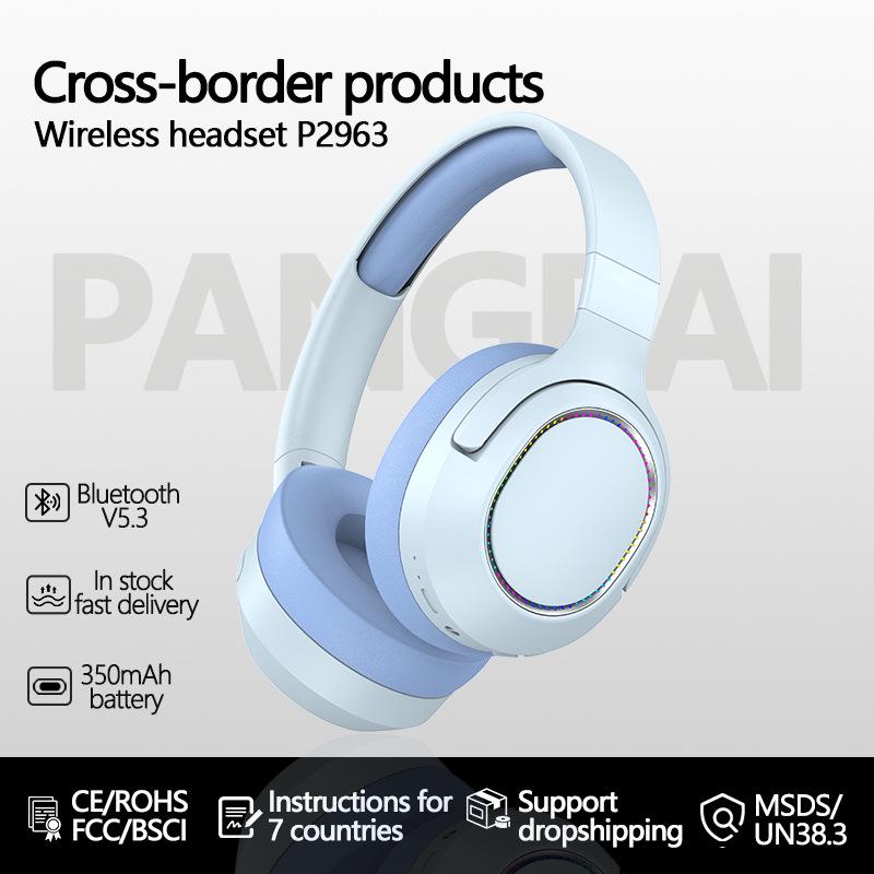 Luminous Wireless Over-Ear Bluetooth Sports Headset with Heavy Bass P2963
