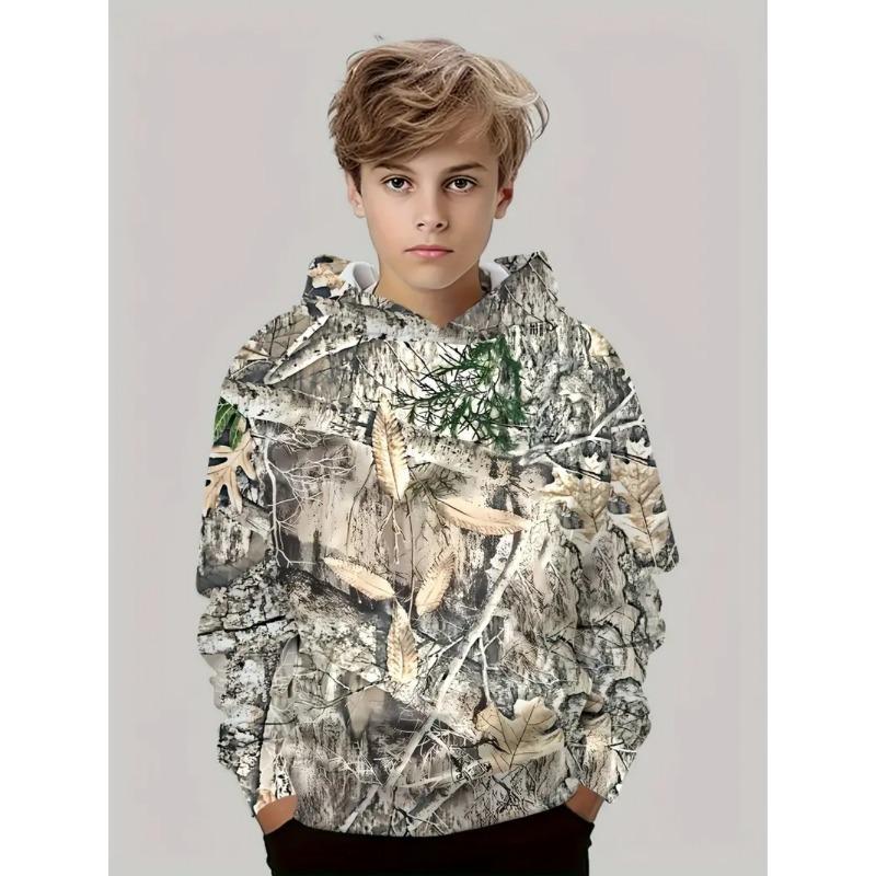 Camouflage Hunting Hoodies Forest Print Boy Clothes Outdoor Sports Long Sleeve Trip Tactical Training Esweatshirt Kids Clothing