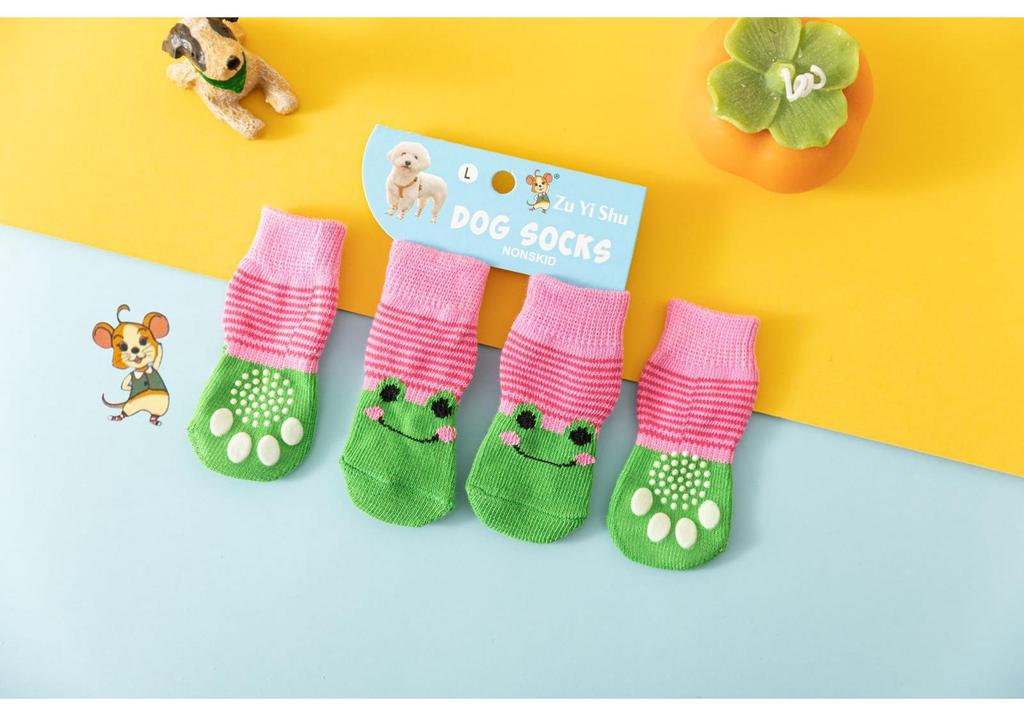 Four Seasons High-Quality Non-Slip Pet Socks for Small Dogs - Cotton Foot Covers for Teddy Dogs