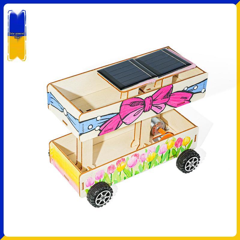 Tech Mini Solar-Powered Double Layer Wooden Flower DIY Science Experiment Kit for STEAM Education