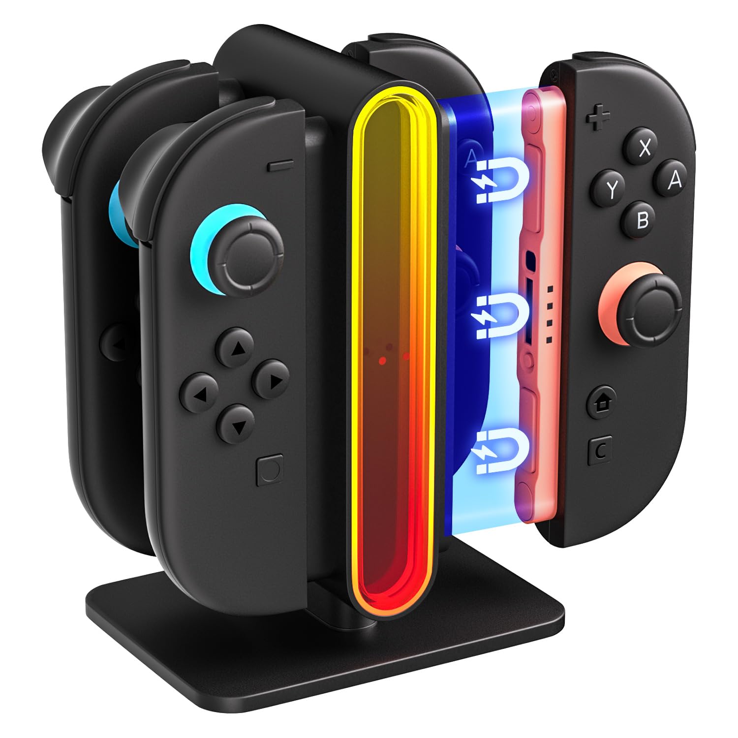 

Mcbazel 2 Charging Stand for Switch Simultaneous LED Charging Status ABS Cable Japanese Instruction Manual Included Black Joy-Con 2, 4-Pack Charge, чёрный