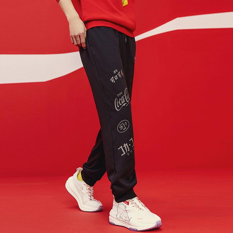 Anta X Coca-Cola Co-Branded Life Series Print Loose-Fit Jogger Pants Men Bottoms Black 952139741-2