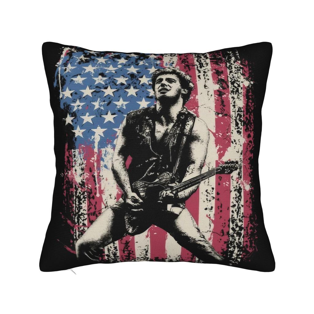 Bruce The E Street Band Springsteen Square Pillow Cases Rock USA 80s Cushion Cover Custom Decorative Pillowcase for Sofa 45x45cm