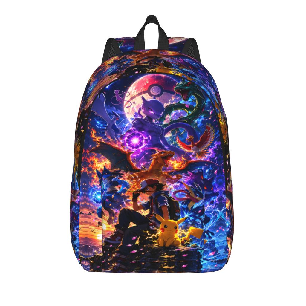 Fashion Pokemon Legend Creature Sunset Collage Backpack Mochilas Solid Outdoor Sturdy Shoulder Rucksack
