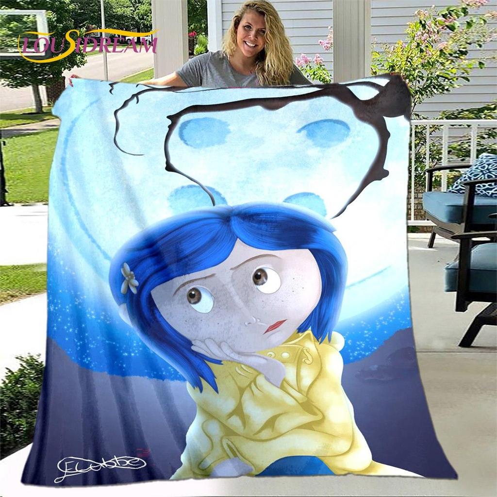 Coperta 3D Cartone Animato Coraline, Coperta in Flanella Coperta da Divano, Coperta Calda per Bambini per Casa Soggiorno Camera da Letto Letti Divano Ufficio