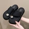 Beach Cool Slippers Women's Summer Outer Wear Skirt 2025 New High-end Rhinestone Muffin Thick Bottom Toe Drag