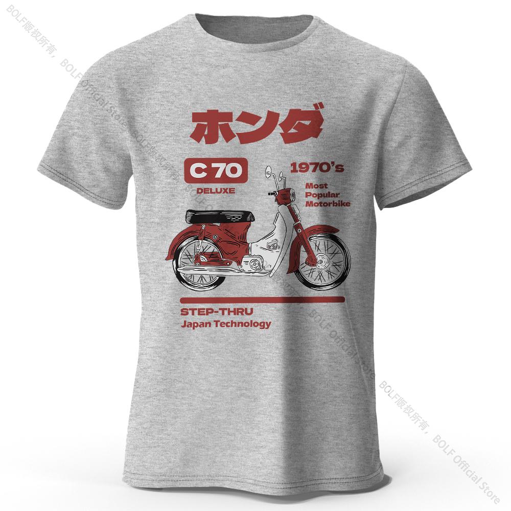 Japanischer Retro Motorrad Print 100% Baumwoll T-Shirt, Weich & Atmungsaktiv Rundhals Kurzarm T-Shirt Unisex Vintage-Stil Einteilig