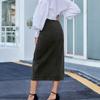 Women High Waist Single- Breasted Package Hip Jean Denim Skirt