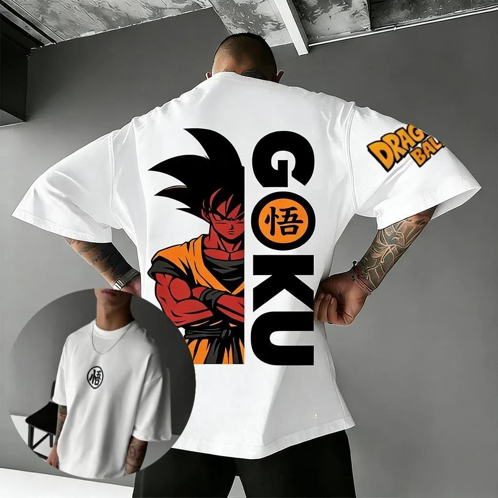 2026 Summer Dragon Ball Retro Pure Cotton Men's T-shirt The Monkey King Printed Oversized Casual Shirt Unisex Parent-child Suit