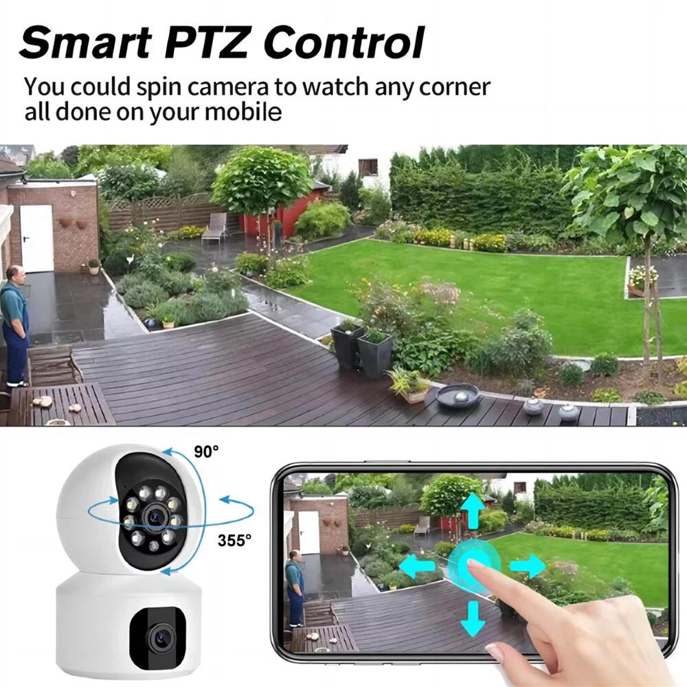 EU Plug HD 8MP Mini Camera Wifi Wireless Dual Lens 8MP IP Cameras Smart Night Vision CCTV Security V380 Pro PTZ Camara Indoor Baby Monitor