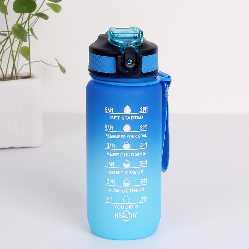 3Sizes ActiveWear Water Bottle Gradient Color Motivational Bottle with Time Marker Leak-proof Cup Gym Outside Drinkware