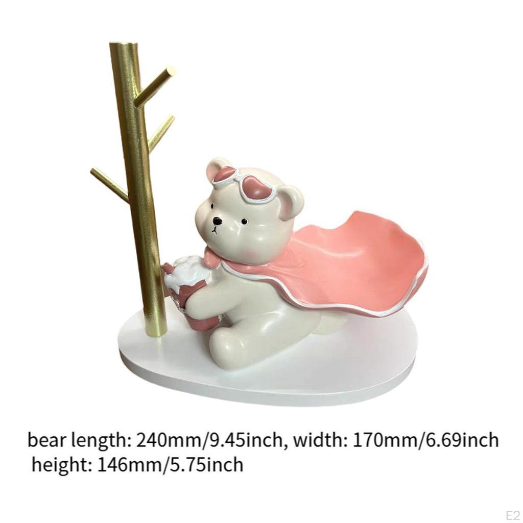 Bear Figurine Modern Decorative Entrance Key Holder for Watch Rings Tabletop