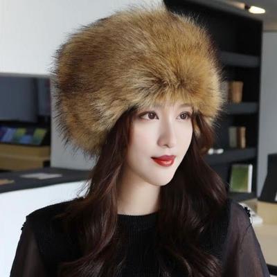 Faux Fox Raccoon Fur New Winter Hat for Women Faux Fur Thickened Beanie