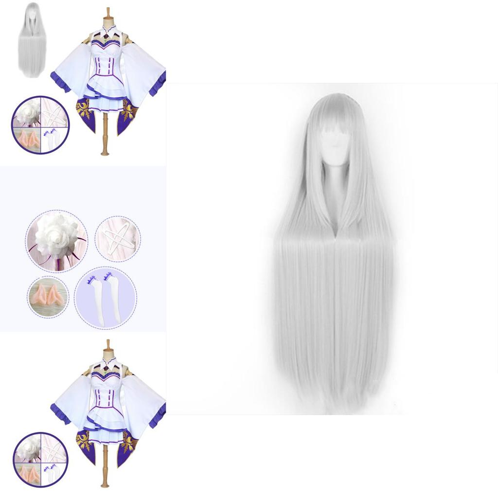 Stunning Emilia Dress Cosplay Set Featuring Gorgeous Wig For Halloween And Anime Events