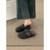 Korean Version of Retro Evening Wind Bag Head Half Slippers Wearing a Pedal Thick-soled Gray Felt Birkenstocks