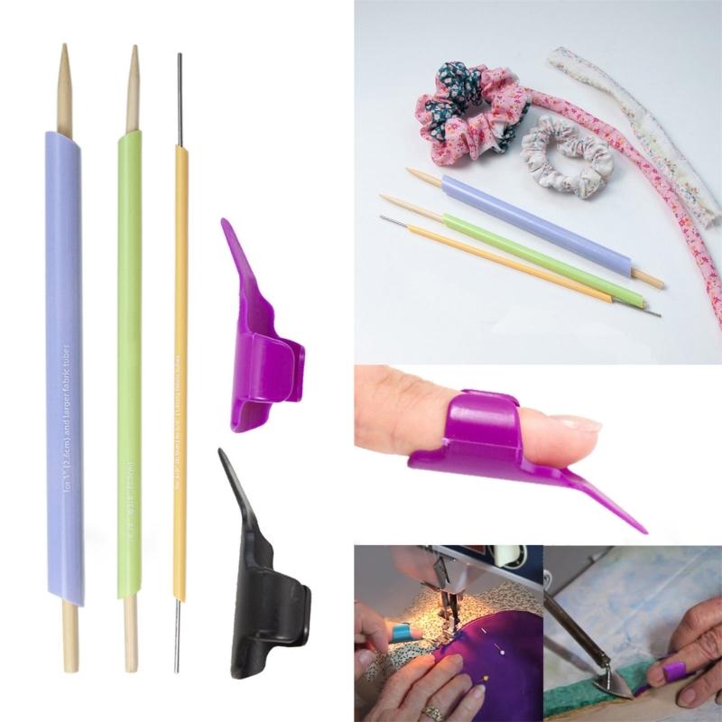 Stoffschlauchwender-Set Schnelle Stoffschlauchwender Kordeldurchzieher, Nahttrenner, Nähfingerhut Fingerschutz