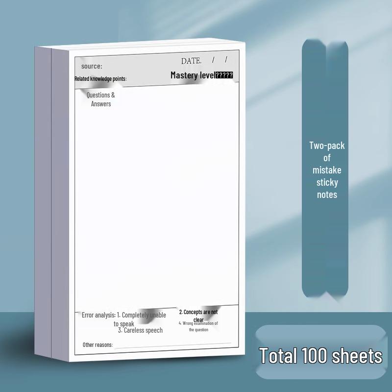 Error Correction Sticky Notes for Students – English & Math, High-Value Words, Mini Notebook