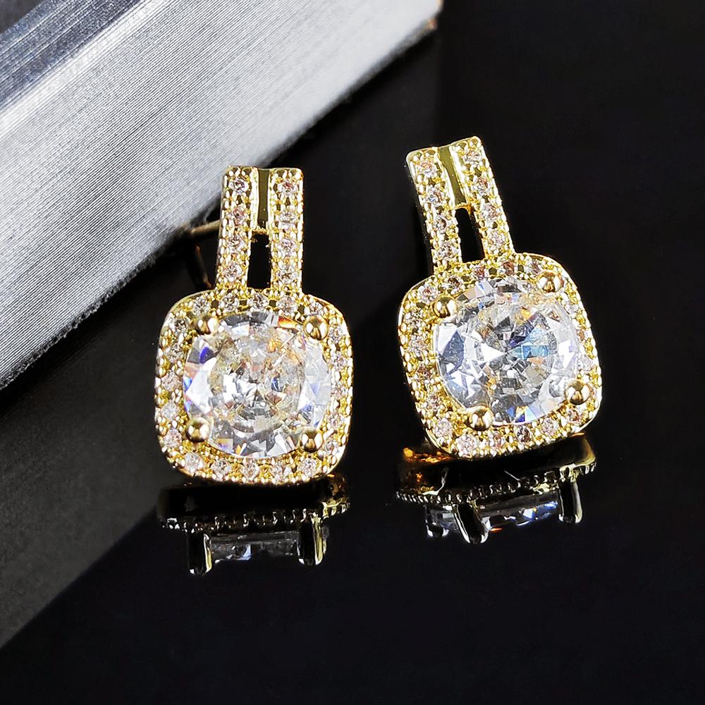 2024 New Luxury Princess Zinc Alloy Color Korean Earrings for Women Anniversary Gift Zircon Wholesale E6872
