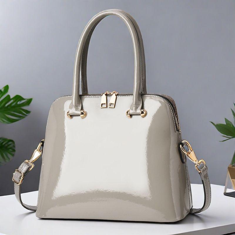 2025 Damen Lackleder Tote: Vielseitige europäische & amerikanische Modehandtasche, Schulter- oder Umhängetasche in Rot & Schwarz.