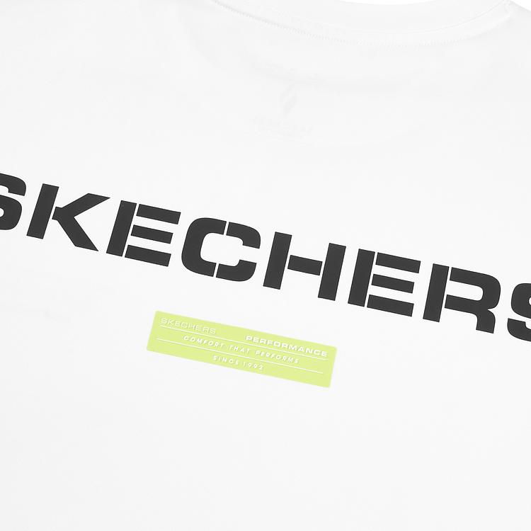 Skechers Cooling Technology Comfortable Letter Crew Neck Pullover Short Sleeve T-Shirt Men Tops Bright-White P224M012-0019