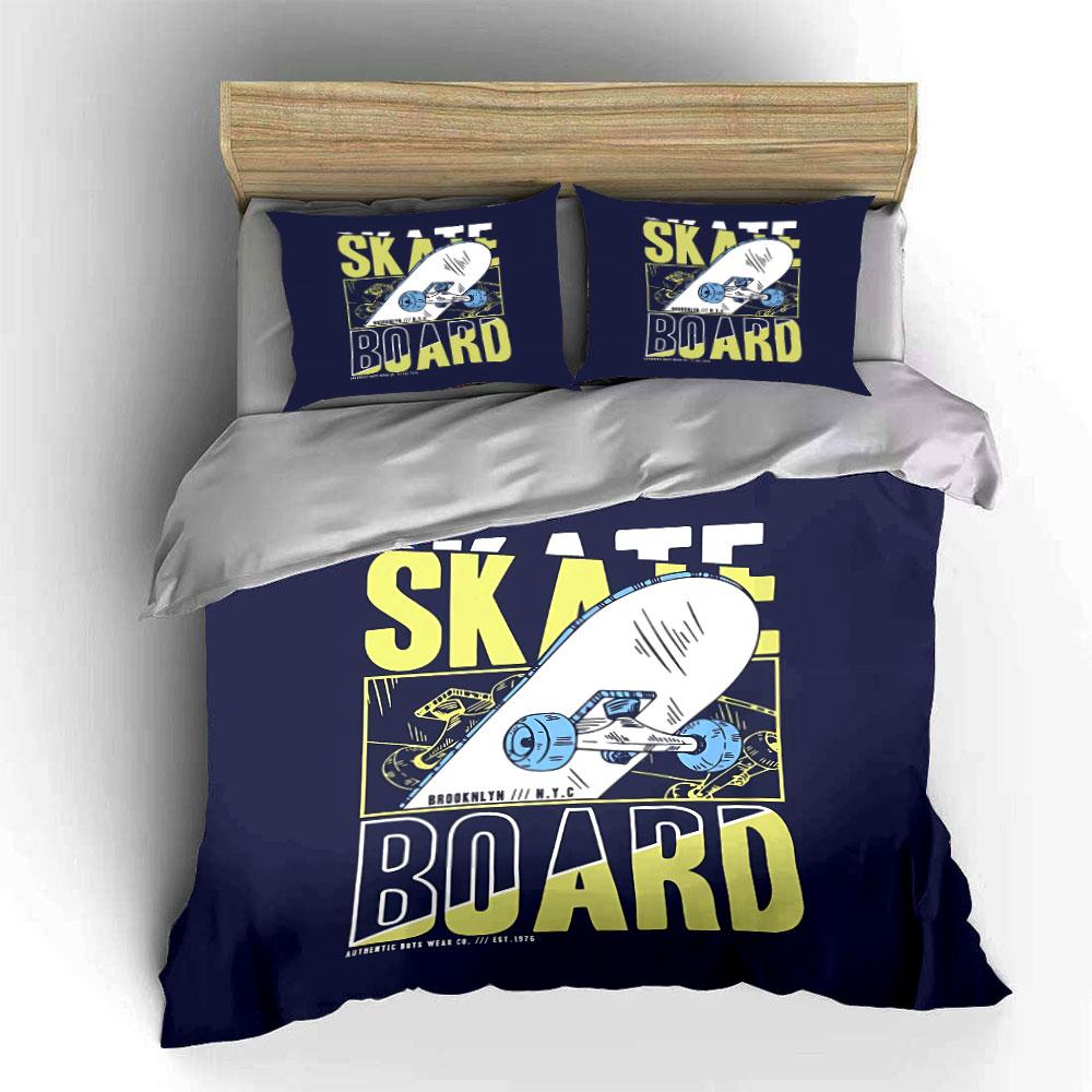 Skateboard NYC Graphic Print Bedding Duvet Cover Set Duvet Cover Pillowcases (1*Duvet Cover 2*Pillowcases, without duvet insert)