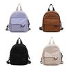 Backpack Corduroy Rucksack Solid Color Schoolbag for Working School Library