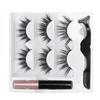 3 Pairs False Eyelashes Kit Glue Free Dense 6D Magnetic Eyelashes Kit for Stage Performance Daily Dating 5ml Eyeliner